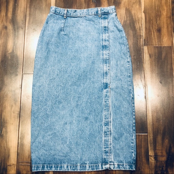 Vivaldi Dresses & Skirts - Vintage Vivaldi Denim Skirt W/ Side Split Sz 12